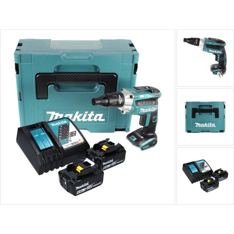 Makita DFS 251 RGJ Akku Trockenbauschrauber 18 V Brushless + 2x Akku 6,0 Ah + Ladegerät + Makpac