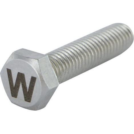 Vis métaux Tête hexagonale TH 8X35 Inox A4 Gravure LETTRE "W"-1 pièce