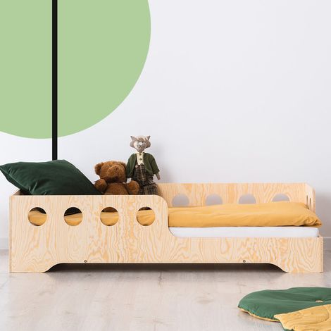 Cama 70x140 entrada por la derecha con somier Sacha Madera (1/4)