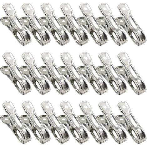 Lot de 40 Pinces de serrage, Acier inoxydable, Ressort épais, Fixation film et filet, Pour serre de jardin (1/5)