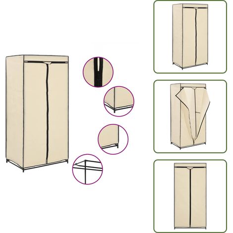 Garde-robe Crème 75x50x160 cm - Armoire - Placard - Dressing - Meuble Rangement - Fermetures Éclairs (1/5)