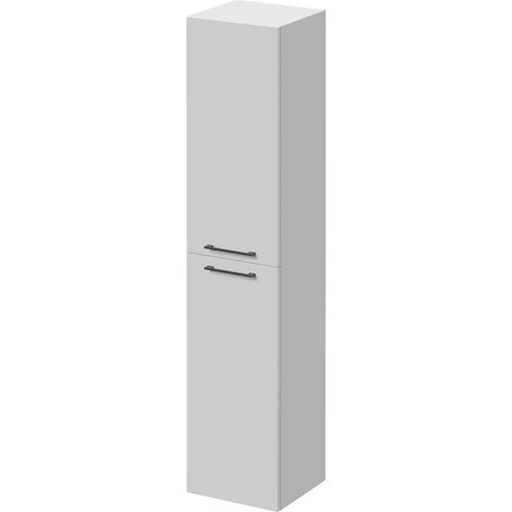 Napoli Gloss White 350mm x 1600mm Wall Mounted 2 Door Storage Unit - 350mm - Gunmetal Grey 160mm Handle