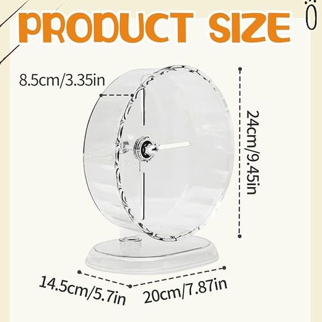 Roue d'exercice pour Hamster,Diamètre 24cm Roue Hamster Silencieuse Transparent Accessoire de Cage,Hamster de Jouet,Roue de Course pour Gerbilles Chinchilla (1/4)