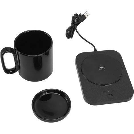 Chauffe-tasse USB 3 vitesses - Plateau chauffant pour mug et tasse à lait - Noir (1/5)