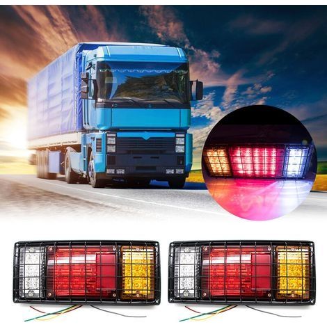 Barre de Feu Arrière pour Camion - 40 LED, Super Lumineux, Clignotant de Frein, Protection en Filet de Fer, 12/24 V (1/5)