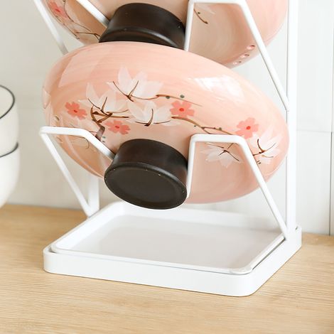 Égouttoir à couvercles de casseroles à trois niveaux en fer forgé de style japonais, support de rangement vertical pour couvercles de casseroles et planches à découper, pour l'égouttage et le rangemen (1/5)