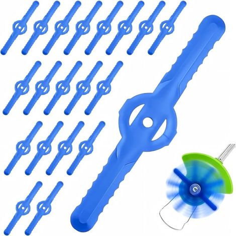 100 lame di ricambio in plastica per tagliaerba: lame di ricambio lunghe 14 cm in plastica per prati, parchi, agricoltura, frutteti, lame di ricambio in plastica per tagliaerba, blu