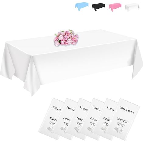 Einweg Tischdecke Weiß 6 Stück Wasserdicht 137x274 cm für Partys & Geburtstage (1/5)