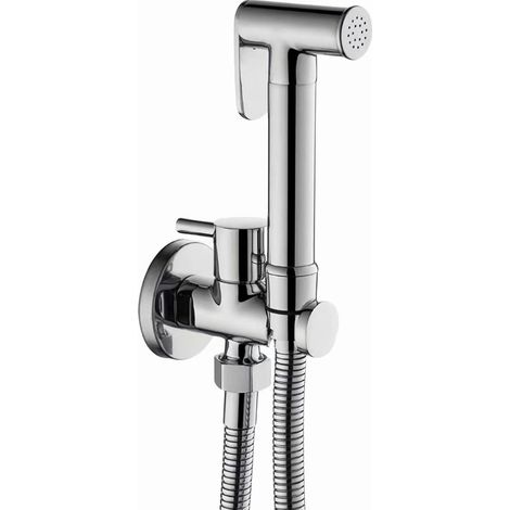 Kit de chasse d'eau pour toilettes, dispositif de chasse d'eau mural en laiton, kit de dispositif de chasse d'eau portatif haute pression, pour l'hygiène personnelle (chromé). (1/5)