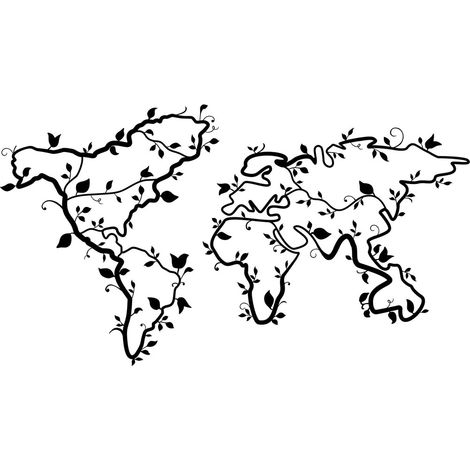 Decorazione Artistica Mappa del Mondo in Metallo Nero da Parete 110 x 61H cm (1/3)