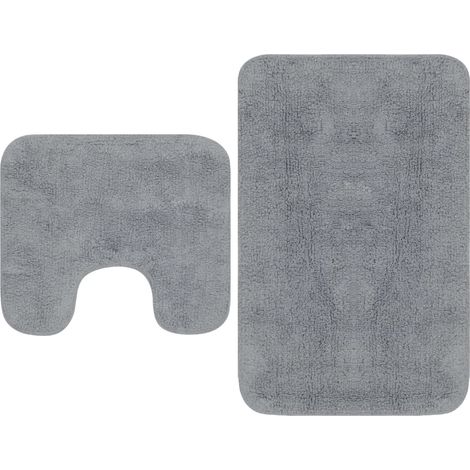 Bathroom Mat Set 2 Pieces Fabric Grey vidaXL