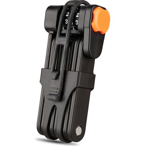 Bicycle lock, folding lock, portable folding lock with keys and bracket, robust steel security lock for racing bikes, motorcycles, scooters (black, 15 x 5.5 cm, length) (1/5)