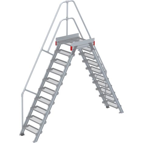 Euroline 512 Überstieg 60° 600mm Stufenbreite 2x10 Stufen Stahl Gitterrost