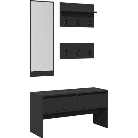 Ensemble de meubles de couloir 4 pcs noir bois d'ingénierie CFW428074 (1/5)