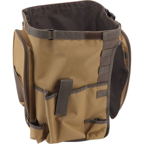 Sac de rangement rond de grande capacité avec poignée portable, couleur kaki, idéal pour le jardin. (1/5)