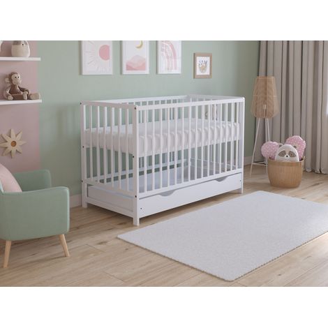 Asher Cot Bed 120x60cm with drawer & Microfiber Quilted mattress (1/5)