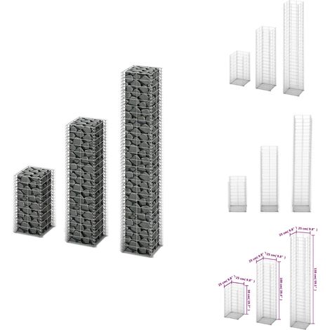Gabionen-Set 3-tlg. Verzinkter Draht - Gabionsystem - Stahltrennung - Gartenzaun - Zäune - Mauerstein (1/4)