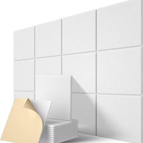 Set di 12 pannelli acustici autoadesivi in fibra di poliestere, schiuma fonoassorbente per la decorazione di pareti in sale giochi, uffici e studi.