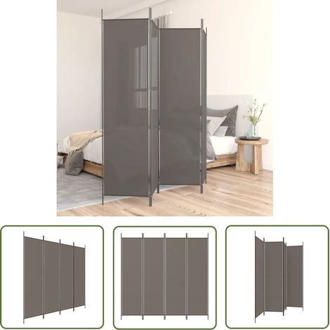 The Living Store Cloison de séparation 4 panneaux Anthracite 200x220 cm Tissu - Cloison De Séparation - Écran De Confidentialité - Séparateur De Pièce - Rideau De Séparation - Décoration D'intérieur (1/5)