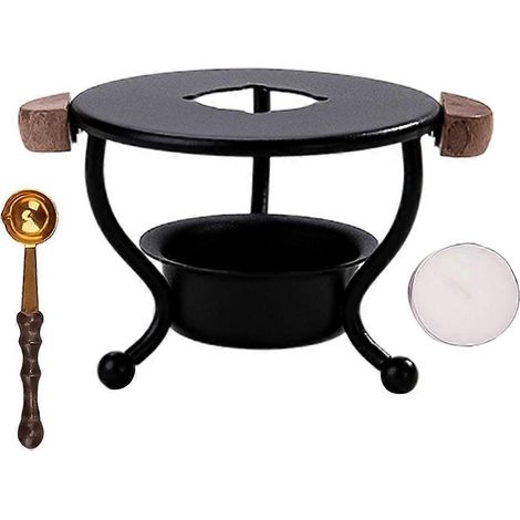 3-teiliges Set tragbarer Wachswärmer/Schmelzöfen aus Eisen für Wachssiegelstempel-9.5X5.8cm-Black (1/3)