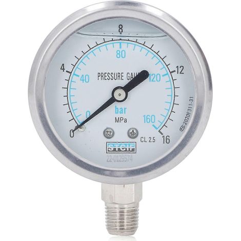 Manometer aus Edelstahl, 1/4 Zoll NPT, Öl-Wasser-Vakuumdruckmesser für Haushalt und Industrie, 0-