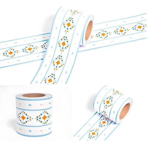 Bordure de papier peint K18 Décoration Murale Amovible Frise Murale Autocollant Papier Peint Autocollant Imperméable en PVC Plinthe Autocollant 12cm X 500cm (1/4)