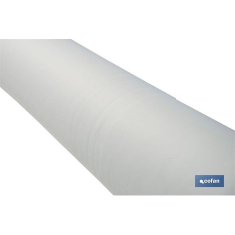 Rouleau de protection de table en mousse sans phtalates 140 cm x 20 m (épaisseur 1,5 mm) en polyester blanc et PVC