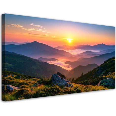 Wandbild Berglandschaft Sonnenuntergang 80x40 cm (1/5)