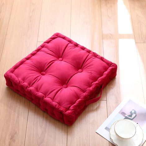 Coussin de Sol avec poignée 45x45cm, Galette de Chaise, Coussin de Chaise rehausseur en suédine,Rose Rouge (1/5)
