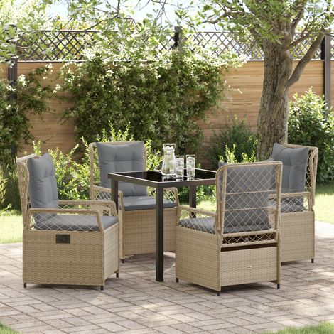 Garden Dining Set 5 pcs Beige Poly Rattan vidaXL (1/5)