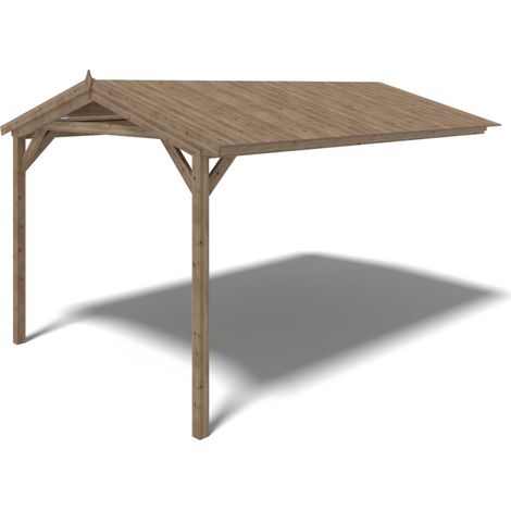 Avant-toit en bois 4x2,76m pour le chalet de jardin 4m, traité, marron (1/4)