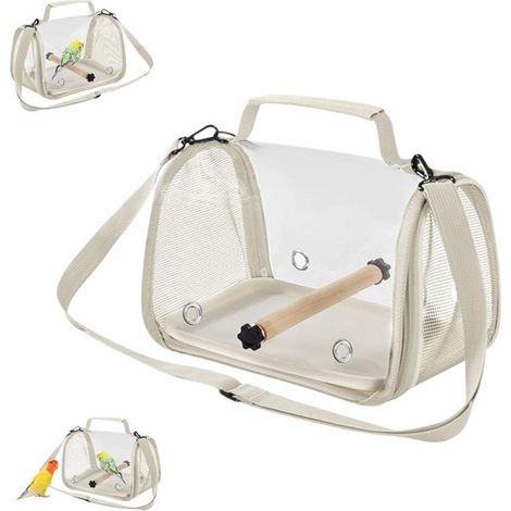 Borsa da viaggio/trasporto a tema uccelli, 25,5 x 19 x 18 cm, beige. Borsa da viaggio leggera per avventure al chiuso e all'aperto, compatta e portatile. (1/5)