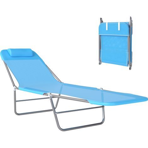 Transat pliant avec dossier inclinable et coussin, 182 x 56 x 24,5 cm (1/5)