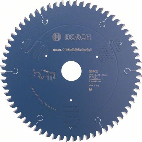 Bosch – Lame de scie circulaire 216mm – Ø30mm alésage – 64 dents ATB – Pour bois, alu et PVC – Coupe nette 2 faces