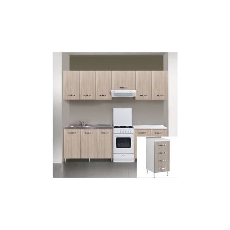 Kit cucina base 4 cassetti 40x50x85h top bianco frassinato finitura larice grigio - Salone (1/2)