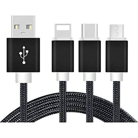 REEKIN Câble de charge USB USB-A mâle, USB-C® mâle, USB-Micro-B mâle, Connecteur Lightning 1.20 m gris 22656955 C065972