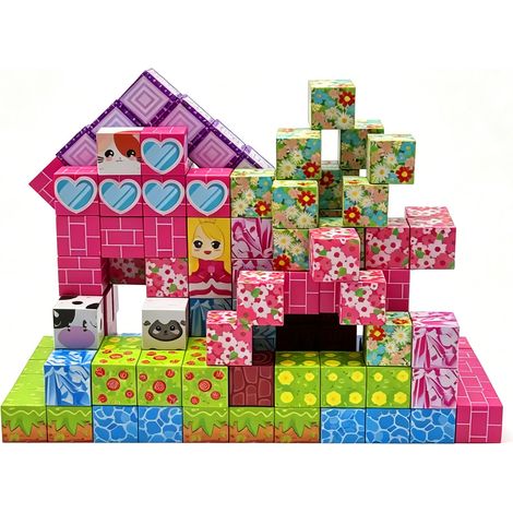 Cubes magnétiques Relaxdays, 154 pièces, style pixel, jouet magnétique, dès 3 ans, ABS, multicolores (1/5)