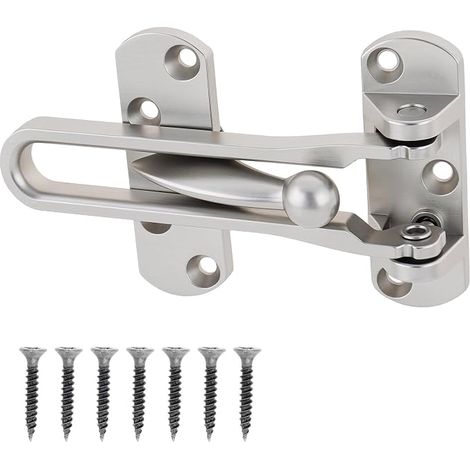 Home Security Door Latch Swing Bar Secondary Entry Locks Apartment (Silver) (1/5)