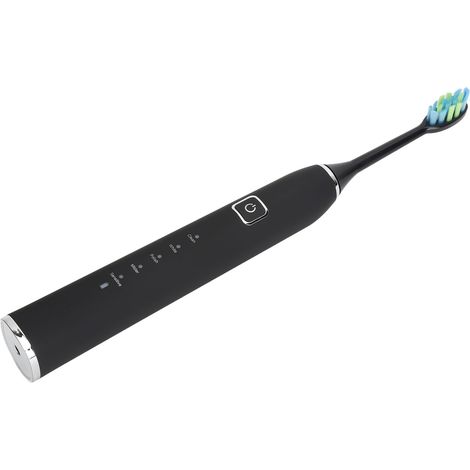 Brosse à dents électrique 5 modes, base de chargement étanche IPX7, batterie 1200 mAh, brosse à dents intelligente avec tête de brosse, idéale pour la maison et les voyages (noire). (1/5)