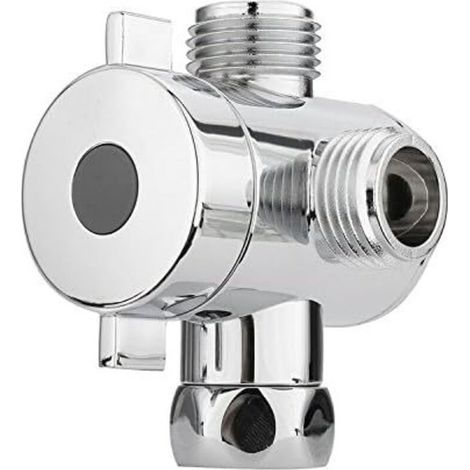 1 vanne de dérivation en T, 1/2 pouce, 3 voies, filetage femelle et mâle IPS, finition chromée, pour pomme de douche (1/4)