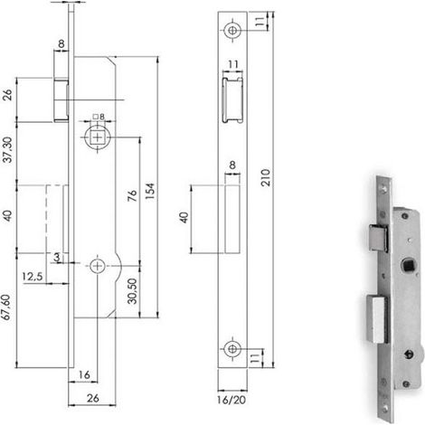 Serrure pour montants F16 et E16 90131 Fiam