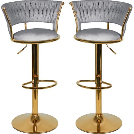 Haloyo® Tabouret Bar, Lot de 2 Chaises de Bar, Chaise Haute Cuisine pour Salle à Manger, Salon, Bistro, gris (1/5)