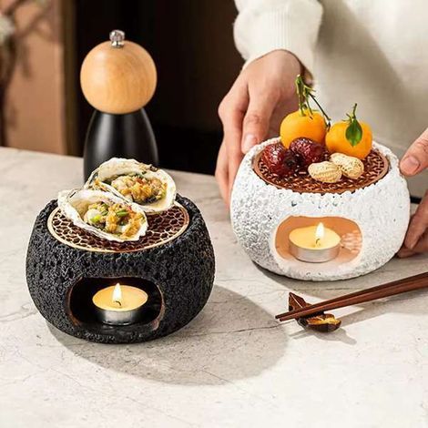 Stück. Farbe: Weiß. Material: Stein und Eisen. Kreativer Mini-Grill mit Meeresfrüchten und Abalonemuscheln (chinesischer Stil). (1/5)