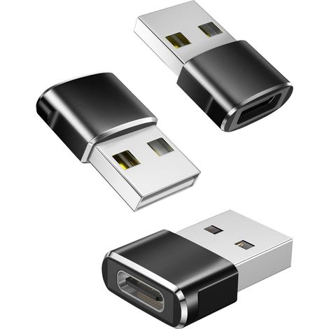 Lot de 3 adaptateurs USB-C vers USB, adaptateur USB vers USB-C, câble convertisseur de charge compatible USB-C femelle vers USB-A mâle (1/5)