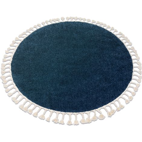 Alfombra BERBER 9000 circulo azul oscuro Franjas Bereber Marroquí Shaggy blue circulo 120 cm