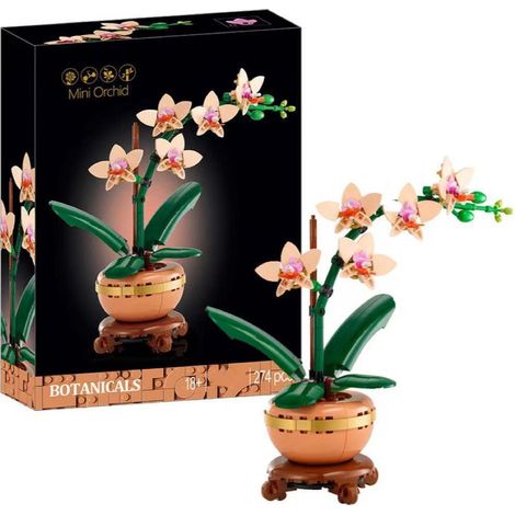 Mini Orchidée Artificielle en Blocs de Construction, Plante Décorative avec Pot Style Terracotta, Décoration Intérieure pour Adultes, Cadeau Idéal pour Passionnés de Nature (1/5)