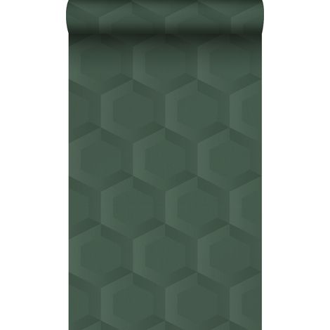 papier peint hexagone 3d vert foncé  - Origin Wallcoverings (1/5)