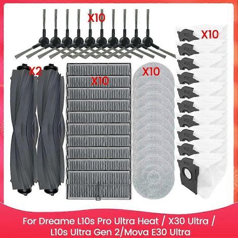 Pour L10s Pro Ultra Heat / X30 Ultra / L10s Ultra Gen 2/ E30 Ultra pièce détachée Brosse Filtre Sac à poussière Serpillière Cloth (1/5)