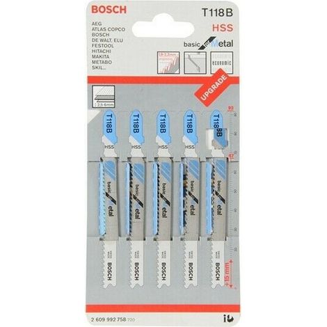 BOSCH T118B (pkt of 5) Basic for metal 92mm