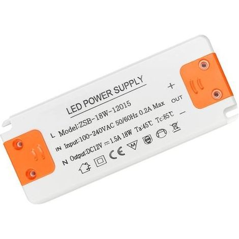 Transformateur 220V 12V - 230V Transformateur Led Driver, 18W 1.5A Alimentation Transfo 12V, Sans Bruit, Pour Lampes HalogèNes G4 Mr16 Gu5.3 (1/5)